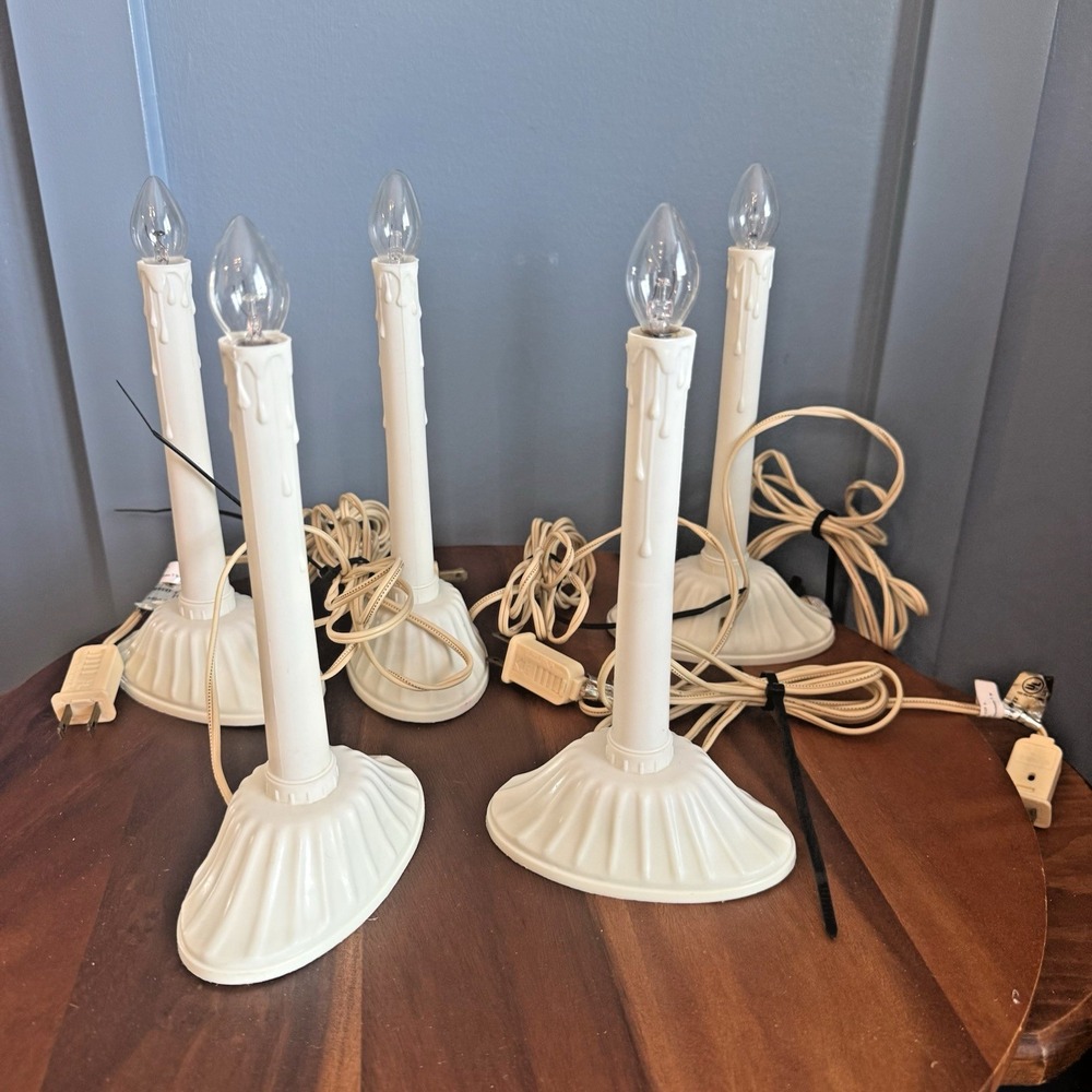 Vintage Electric Christmas Window Candeliers Lot of 5 White Clear Bulbs 8" F/W